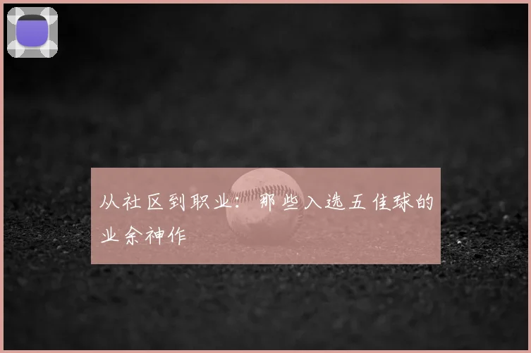 从社区到职业:那些入选五佳球的业余神作